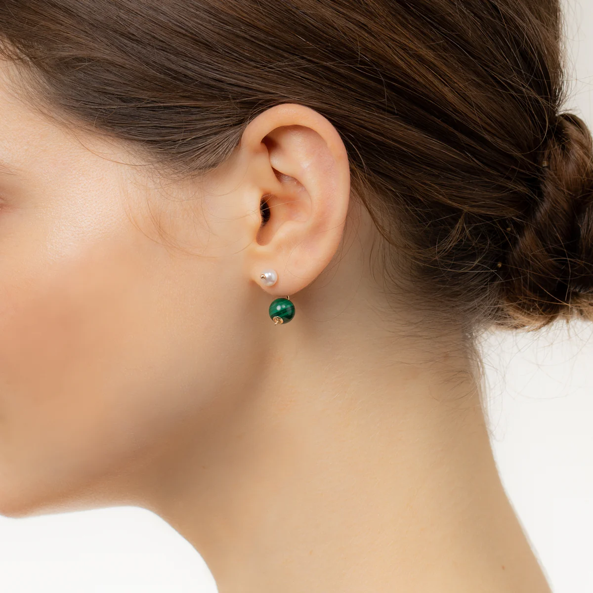 BUMBLE BEE Akoya Pearl Malachite Earring - Image 2