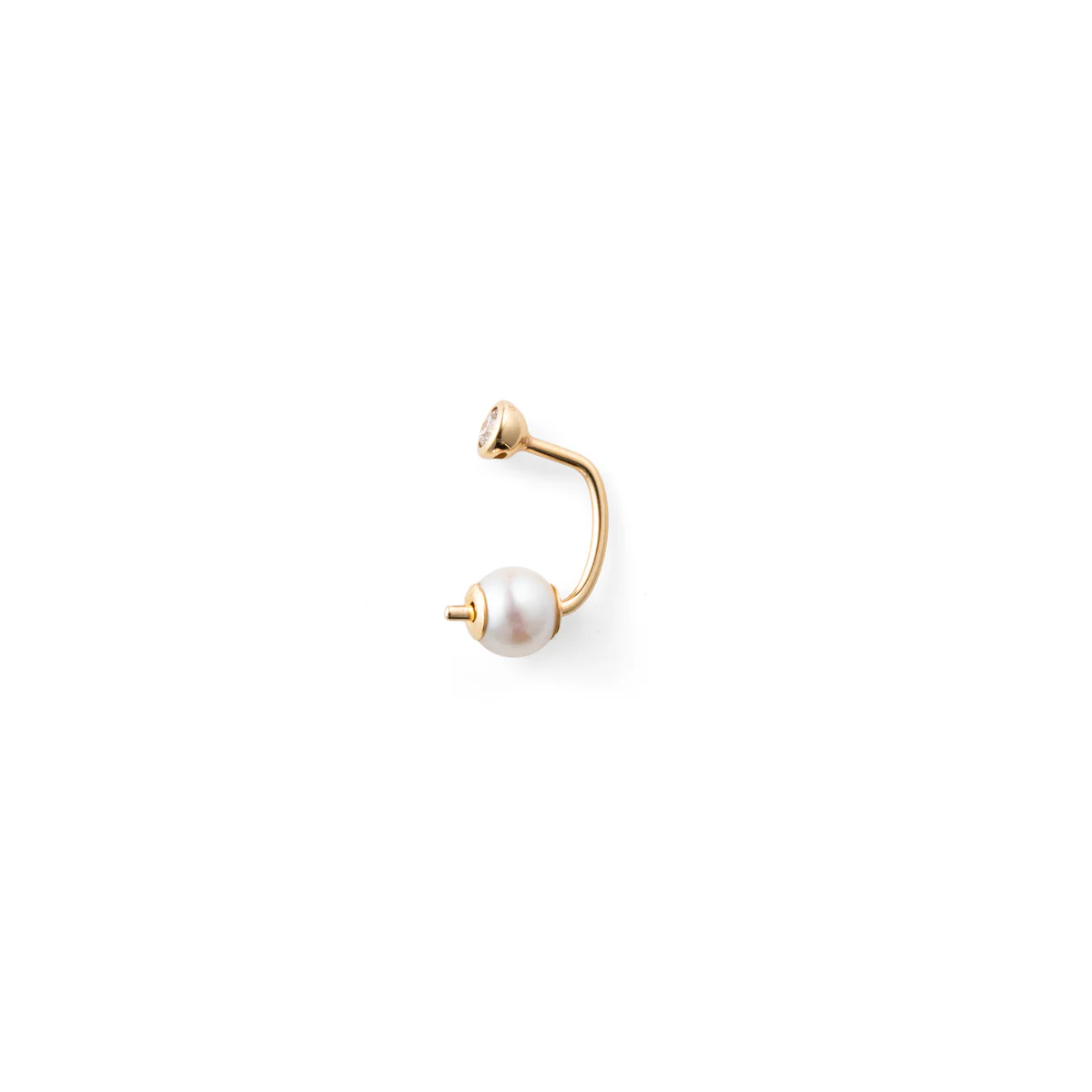 BUMBLE BEE Diamond Earring w/ Akoya Pearl Backing - Image 3