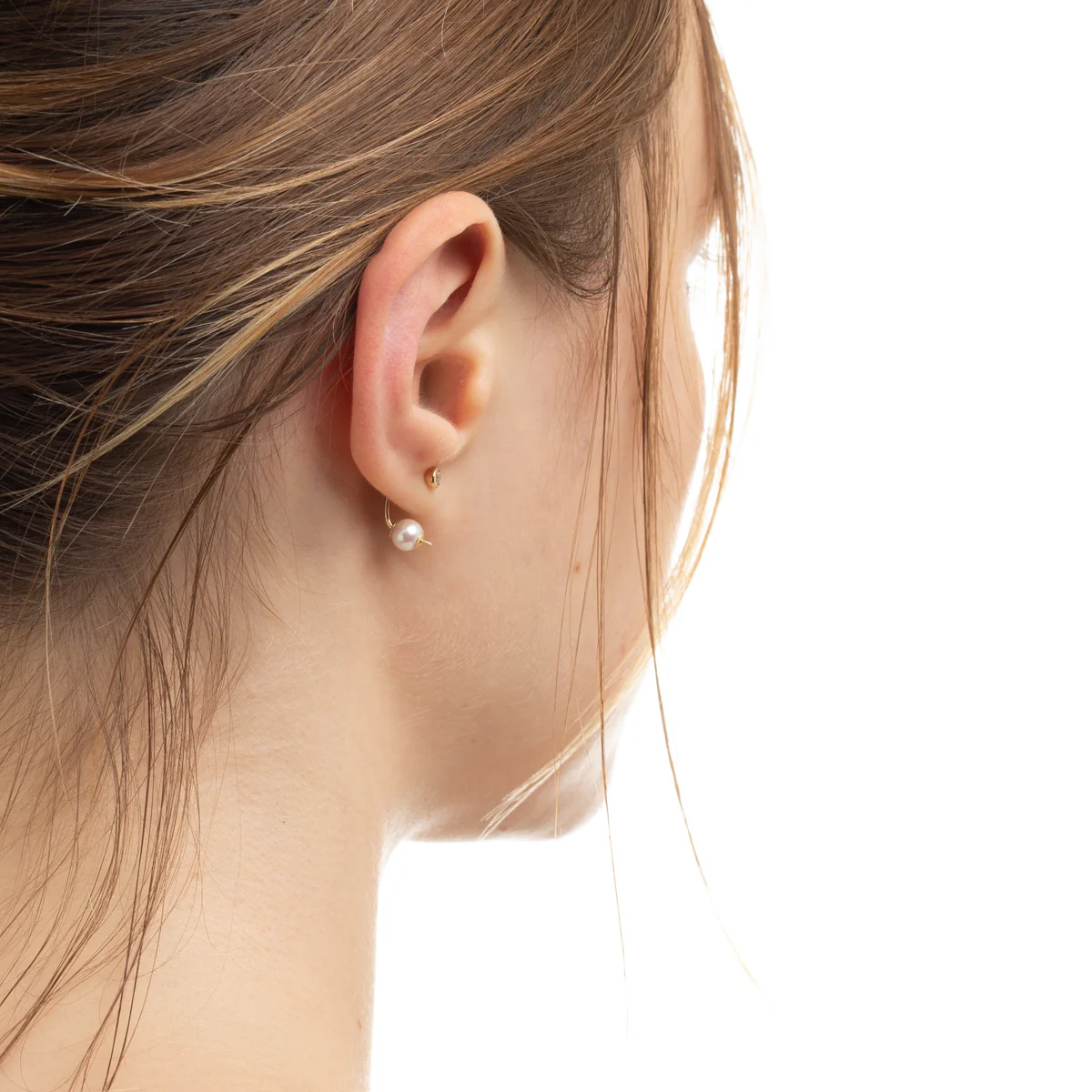 BUMBLE BEE Diamond Earring w/ Akoya Pearl Backing - Image 5