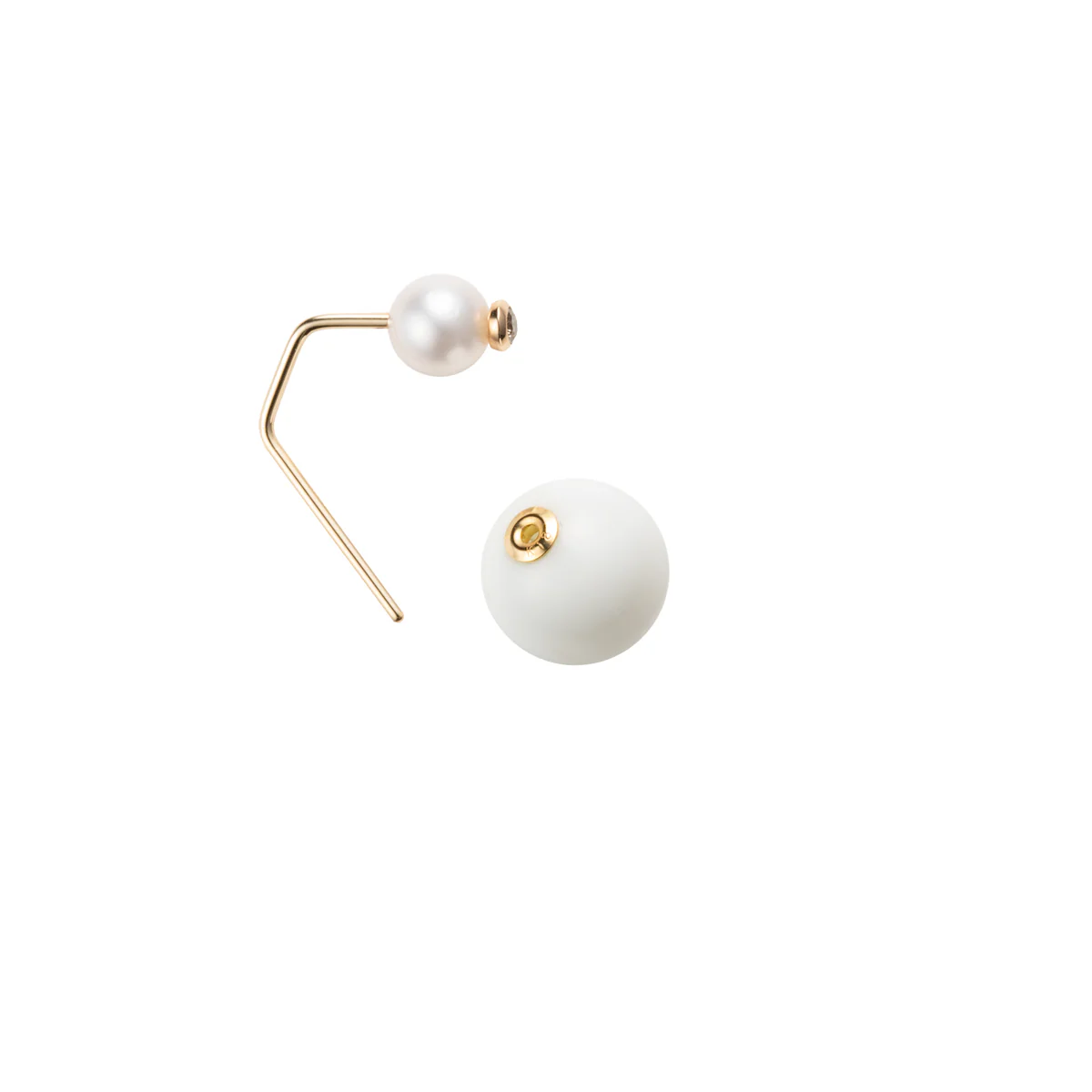 BELUGA Diamond Pearl Earring with White Agate Backing - Image 4