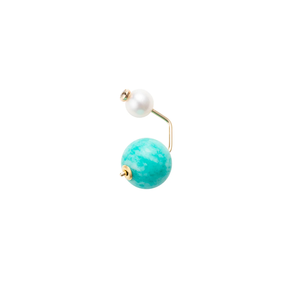 BELUGA Diamond Pearl Earring with Amazonite Backing - Image 3