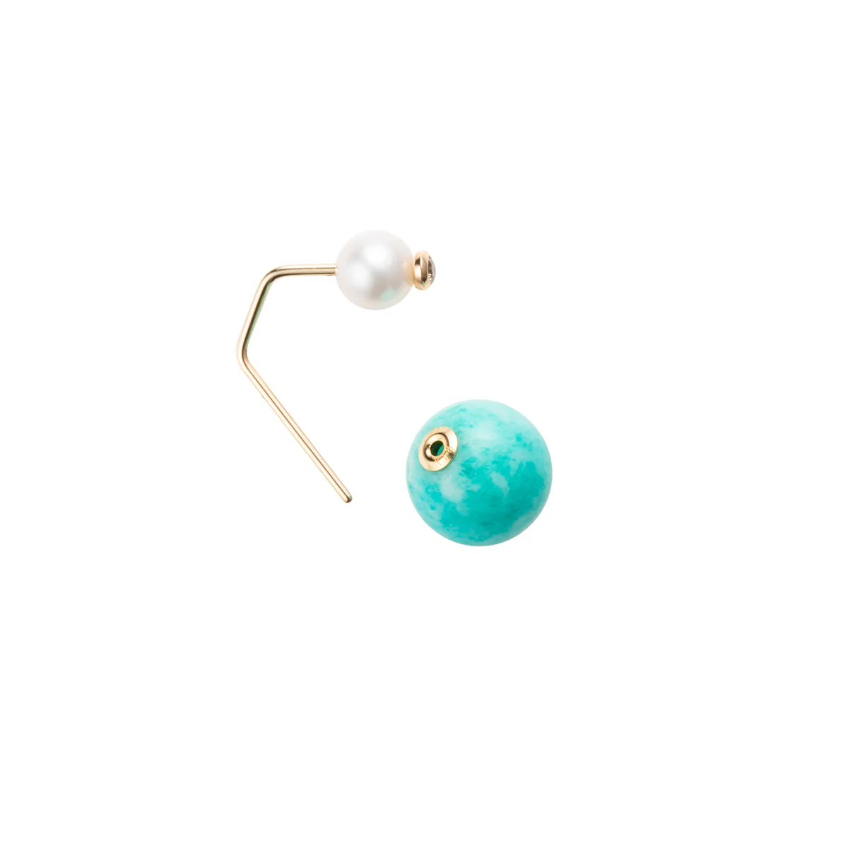 BELUGA Diamond Pearl Earring with Amazonite Backing - Image 4