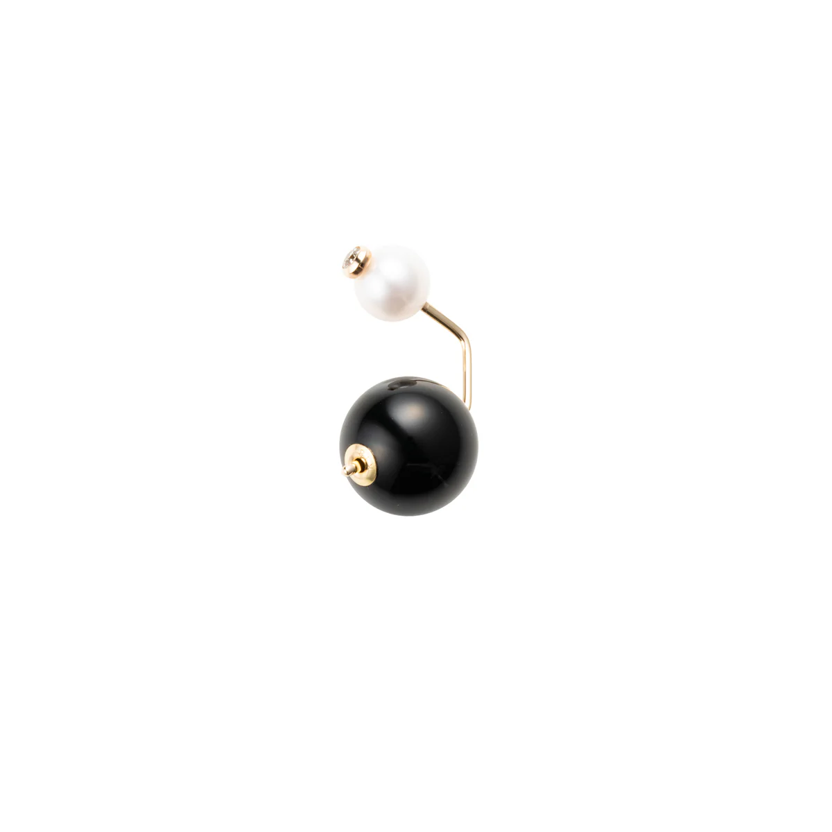 BELUGA Diamond Pearl Earring with Onyx Backing - Image 3