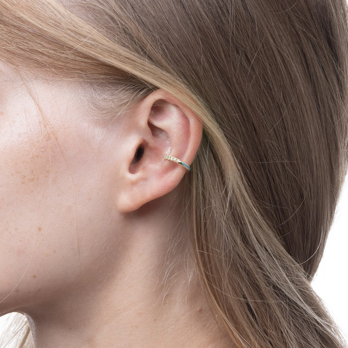 BIRD OF PARADISE Diamond Ear Cuff in Izmir Blue - Image 2
