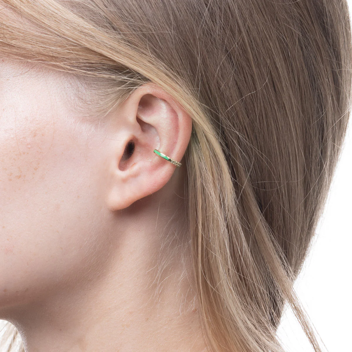 BIRD OF PARADISE Diamond Ear Cuff in Chameleon Green - Image 5