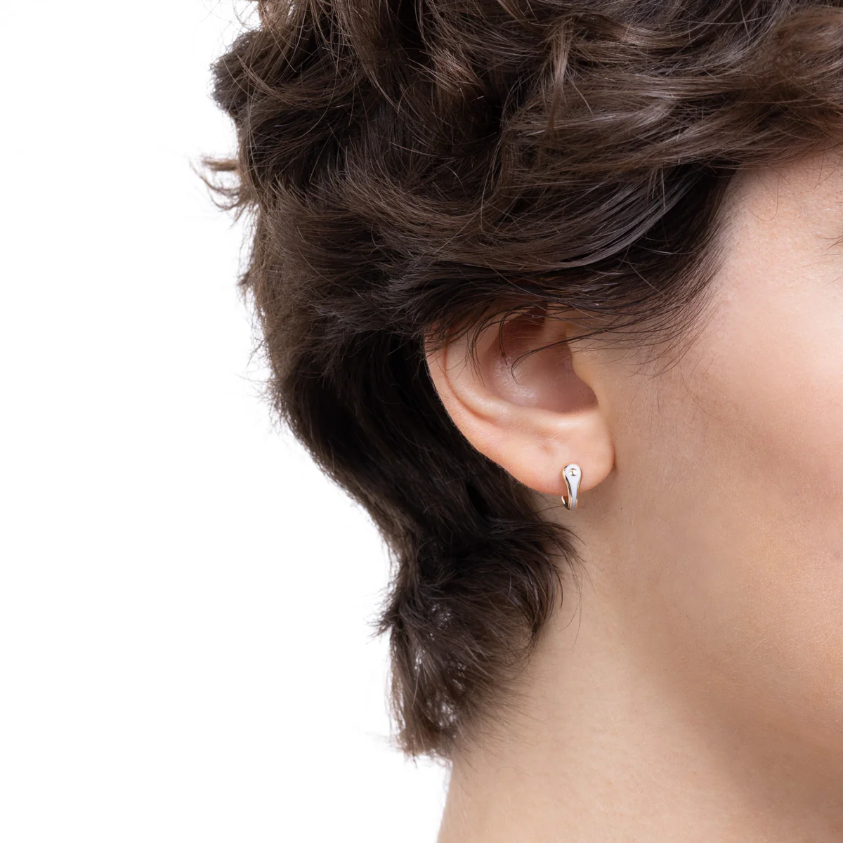 BIRD OF PARADISE Half Hoop Earring in Ivory White - Image 2
