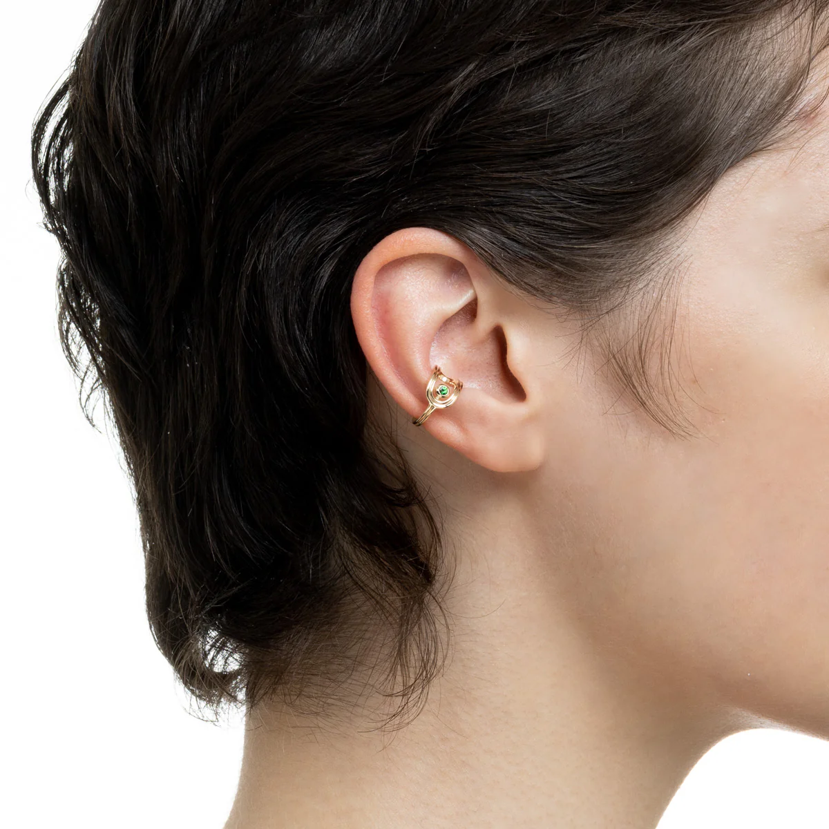 BELUGA Oblong Green Garnet Ear Cuff - Image 2