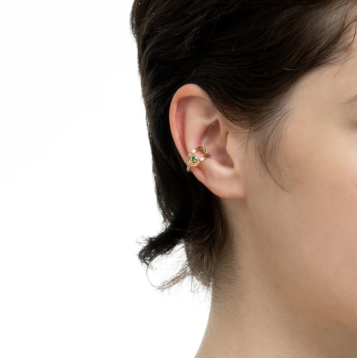 BELUGA Oblong Green Garnet Ear Cuff - Image 5
