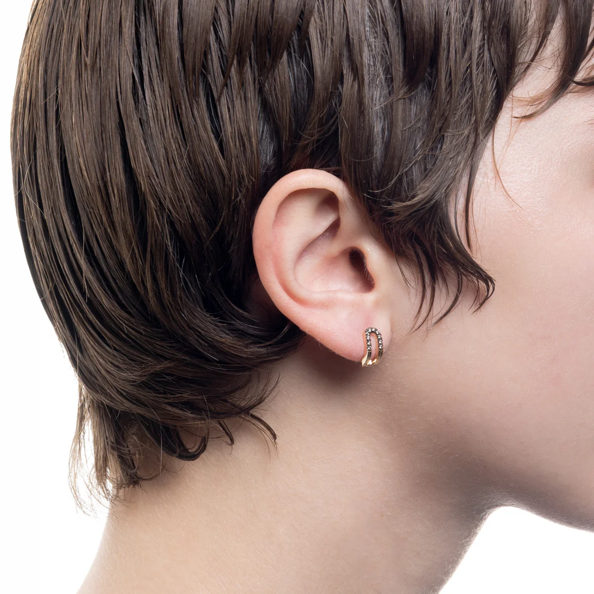 BELUGA Oblong Diamond Earring Black Ruthenium Plated - Image 2