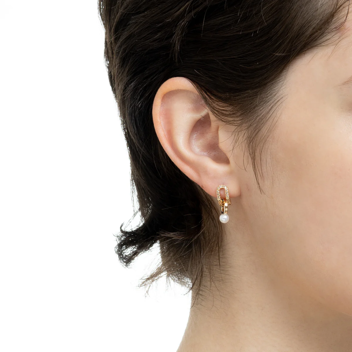 BELUGA Oblong Diamond Pearl Earring - Image 2