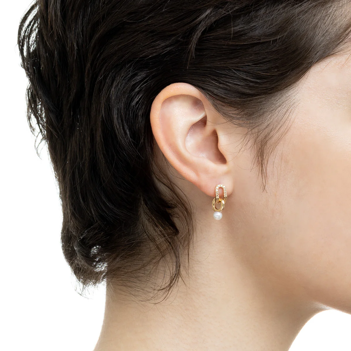 BELUGA Oblong Diamond Pearl Earring - Image 4