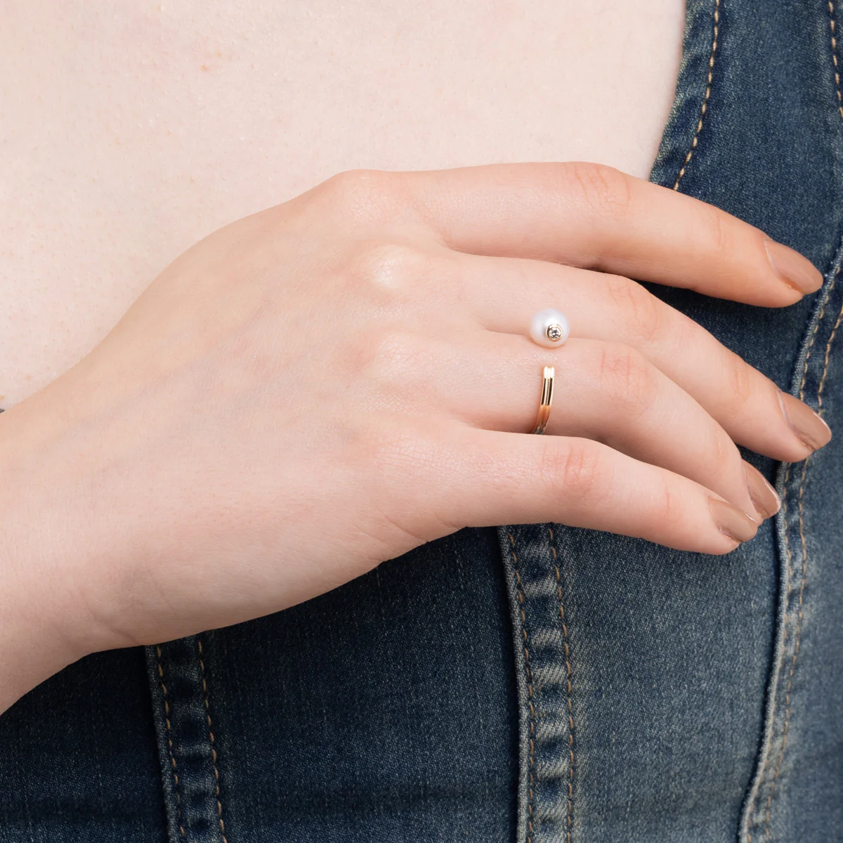 【Made-To-Order】 BELUGA Akoya Pearl Diamond Ring - Image 2