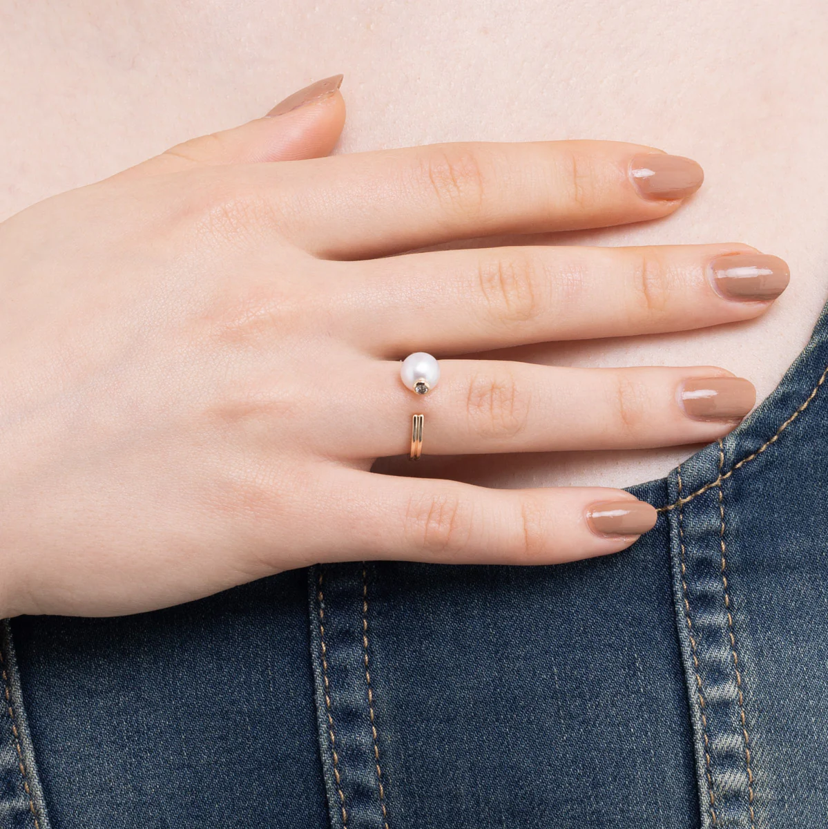 【Made-To-Order】 BELUGA Akoya Pearl Diamond Ring - Image 6