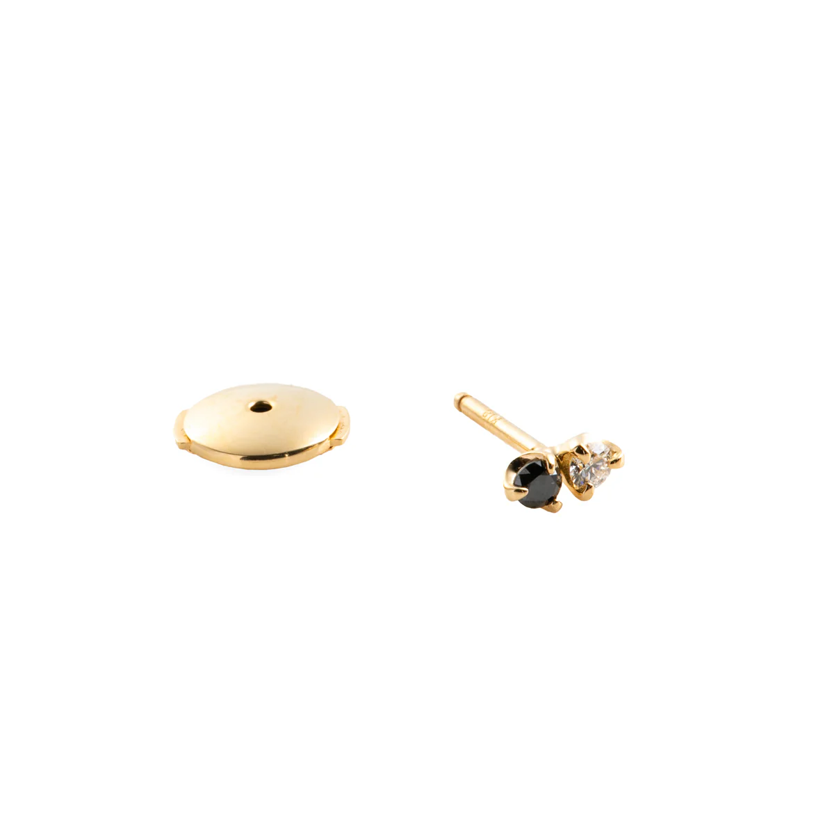 18K BIRD OF PARADISE Double Stone Earring White and Black Diamond - Image 3