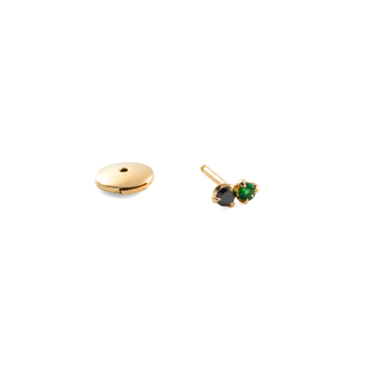 18K BIRD OF PARADISE Double Stone Earring Black Diamond and Green Garnet - Image 3