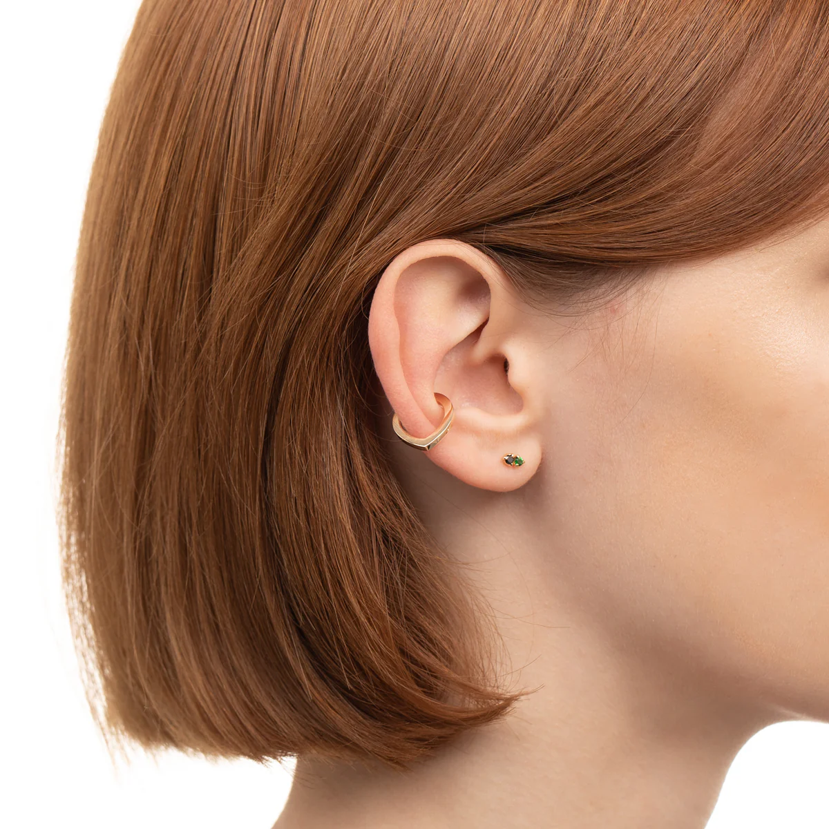 18K BIRD OF PARADISE Double Stone Earring Black Diamond and Green Garnet - Image 5