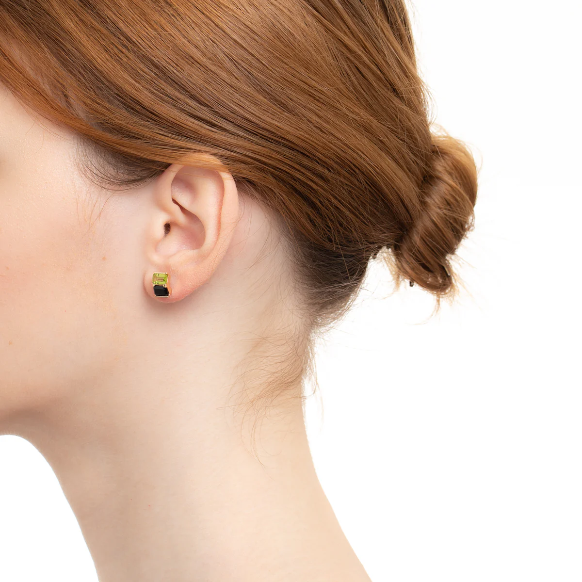 BIRD OF PARADISE Stud Earring Onyx & Peridot - Image 4