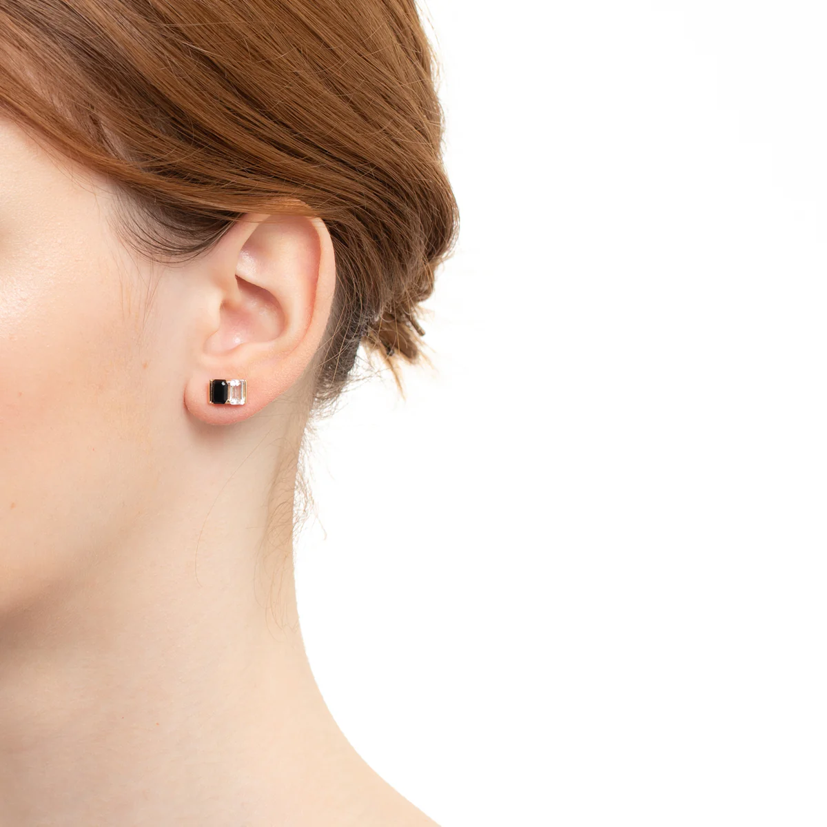BIRD OF PARADISE Stud Earring Onyx & White Topaz - Image 5
