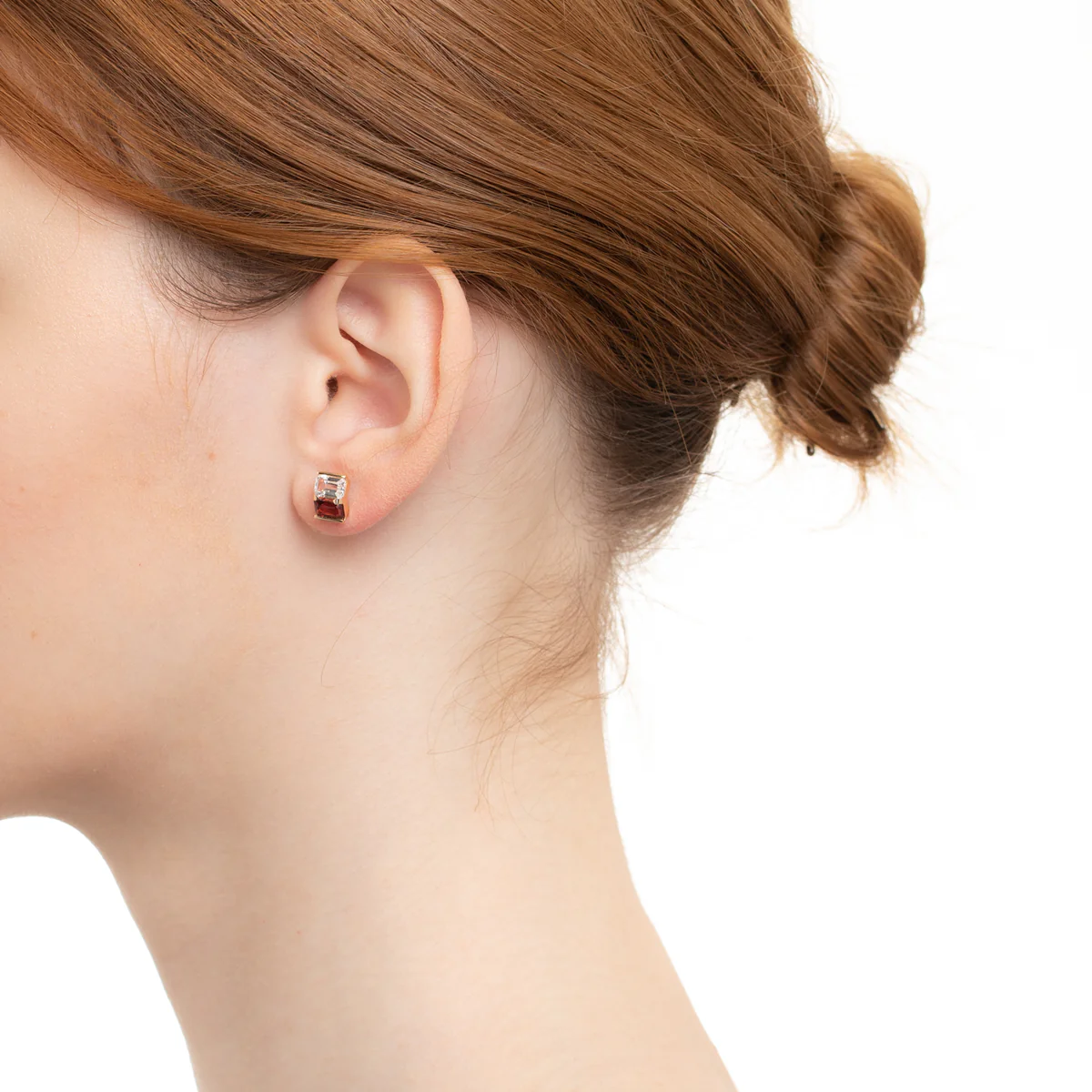 BIRD OF PARADISE Stud Earring Garnet & White Topaz - Image 5