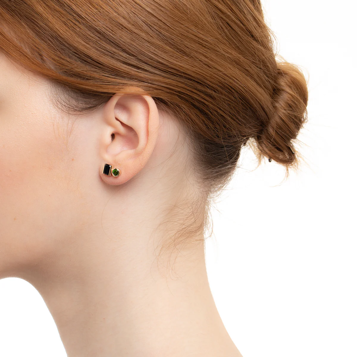 BIRD OF PARADISE Stud Earring Onyx & Chrome Diopside - Image 5