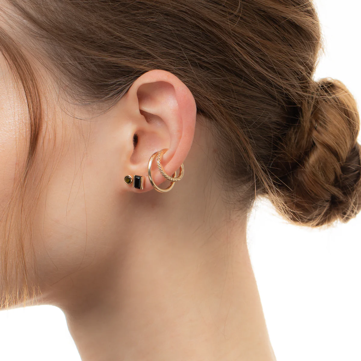 BIRD OF PARADISE Stud Earring Onyx & Chrome Diopside - Image 6