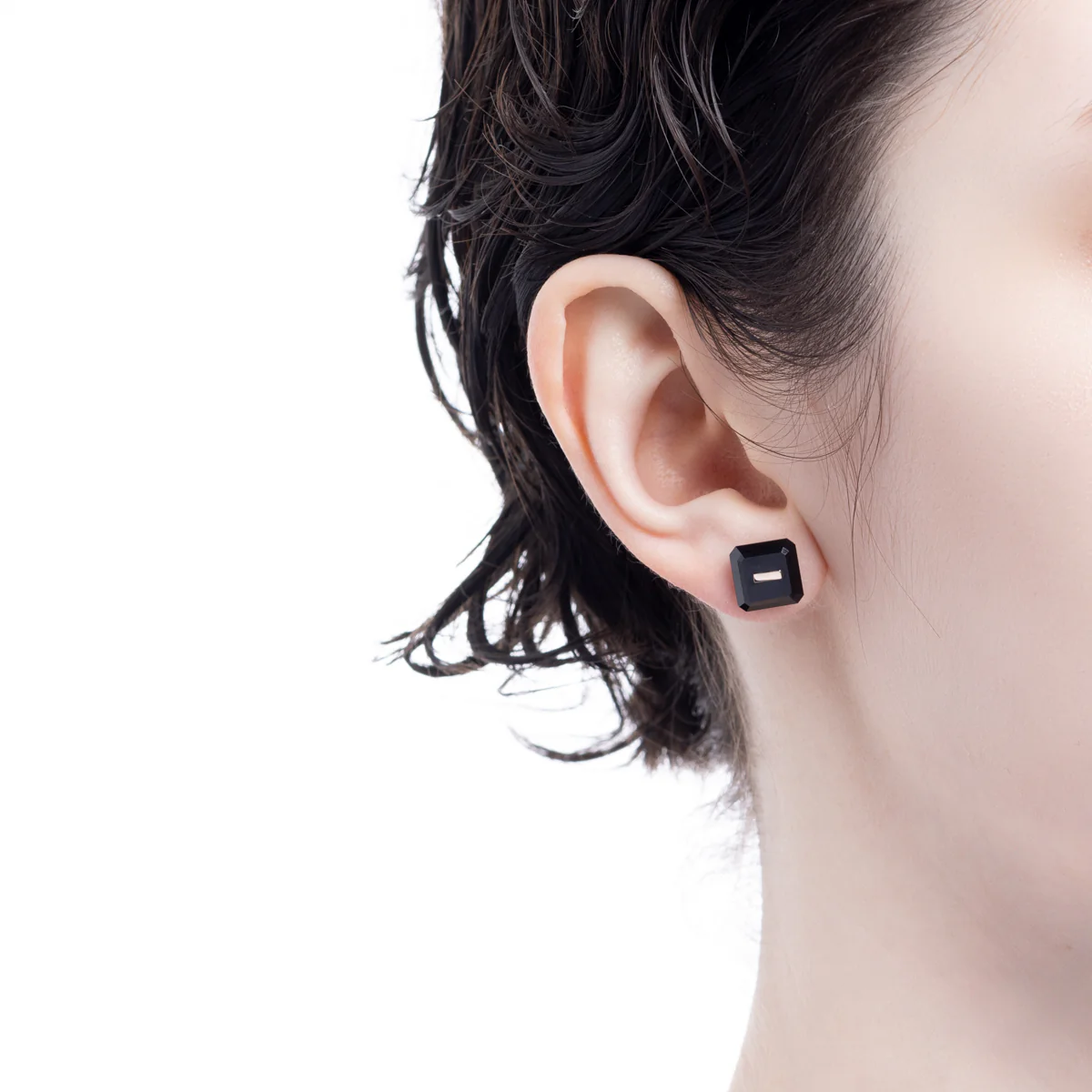 BIRD OF PARADISE Naked Square Stone Stud Earring, Onyx - Image 4