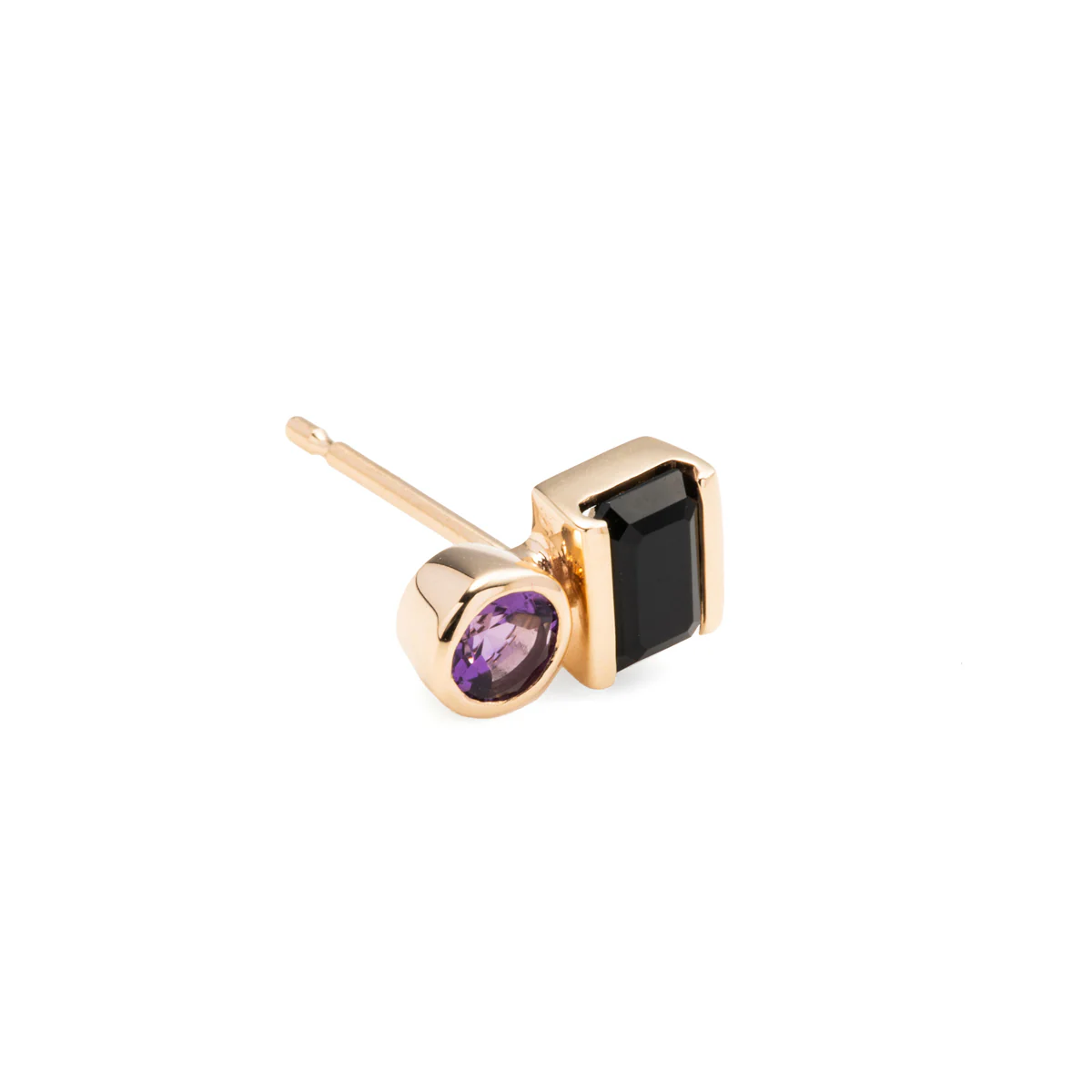 BIRD OF PARADISE Stud Earring Onyx & Amethyst - Image 3