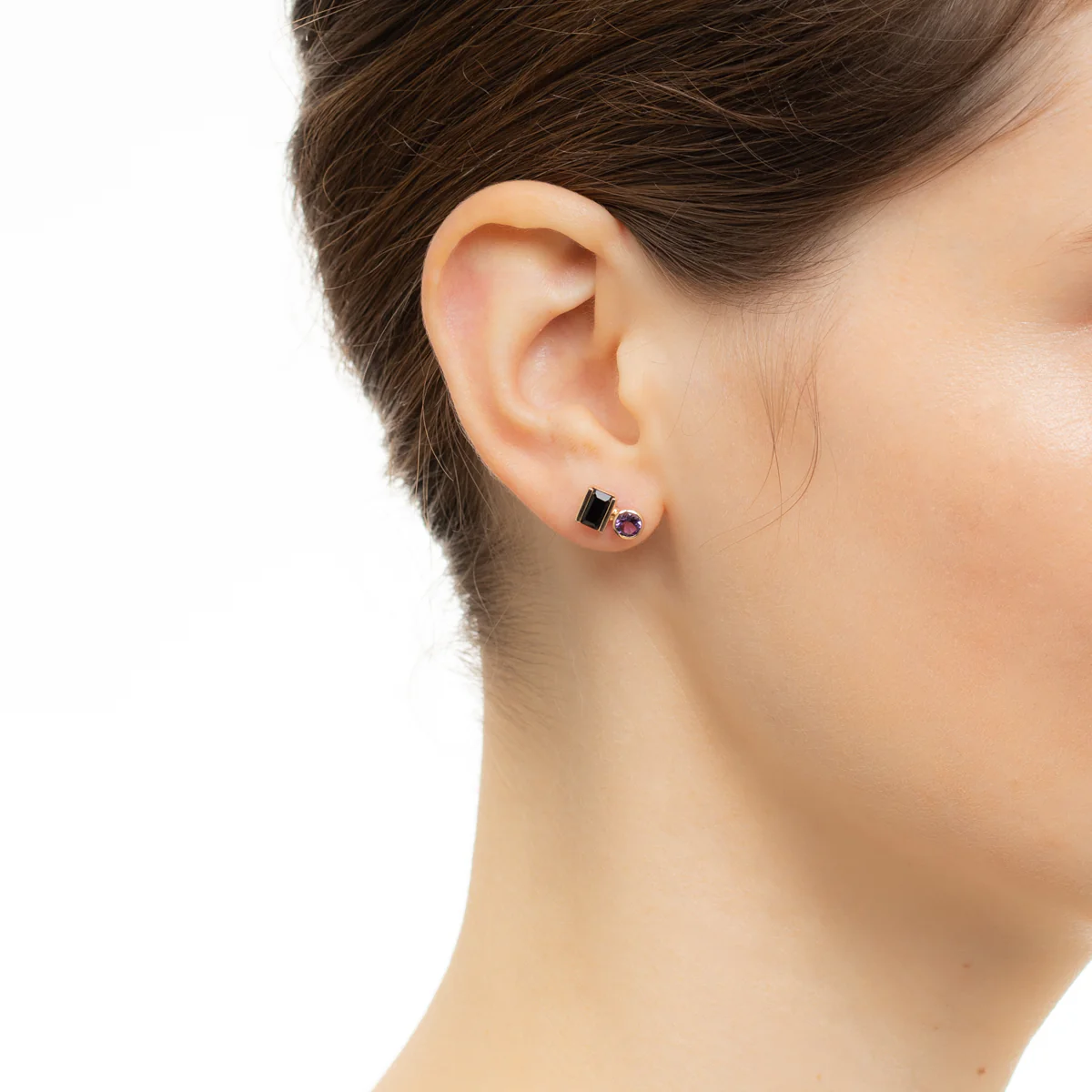BIRD OF PARADISE Stud Earring Onyx & Amethyst - Image 5
