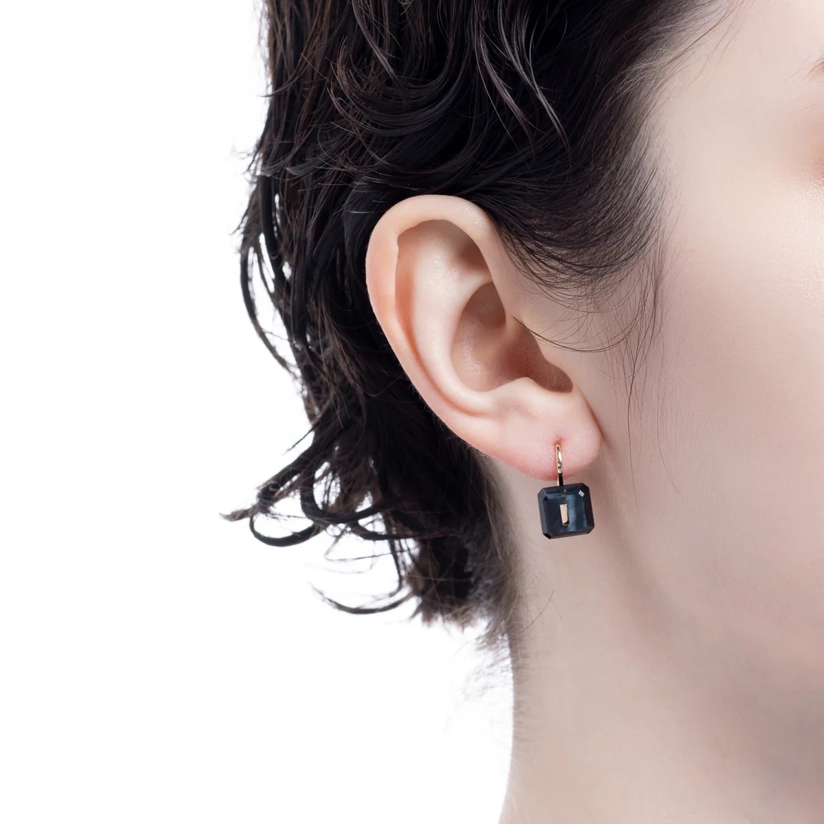 BIRD OF PARADISE Naked Square Stone Hook Earring, Blue Tiger's eye - Image 5