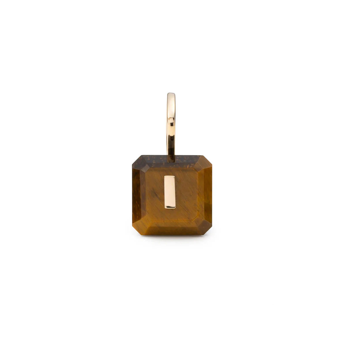 BIRD OF PARADISE Naked Square Stone Hook Earring, Tiger's eye - Image 3