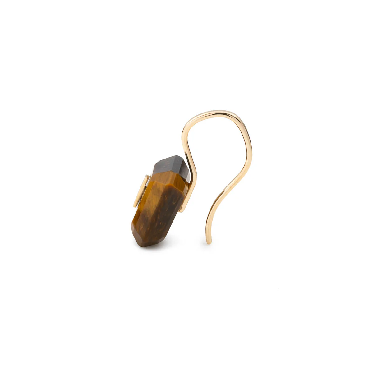 BIRD OF PARADISE Naked Square Stone Hook Earring, Tiger's eye - Image 4