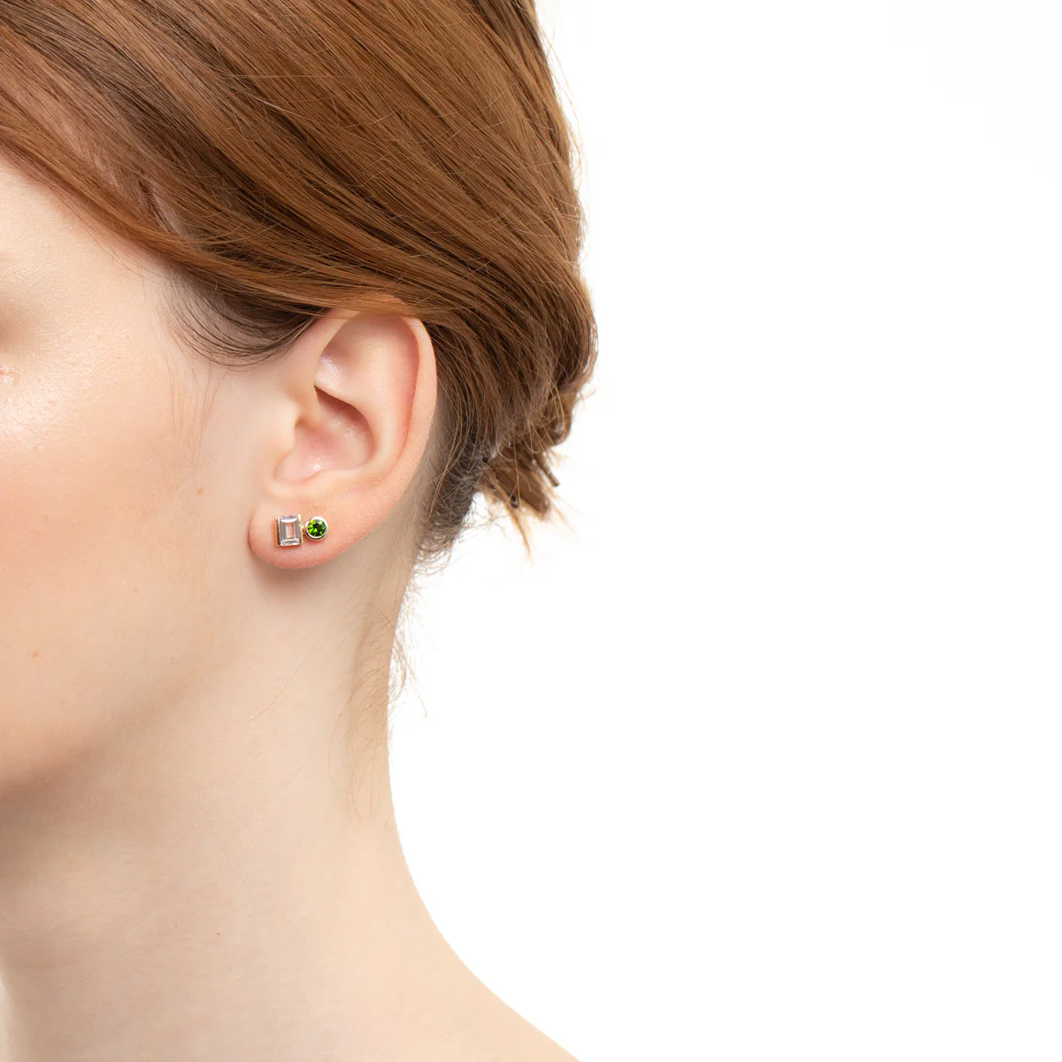 BIRD OF PARADISE Stud Earring White Topaz & Chrome Diopside - Image 5