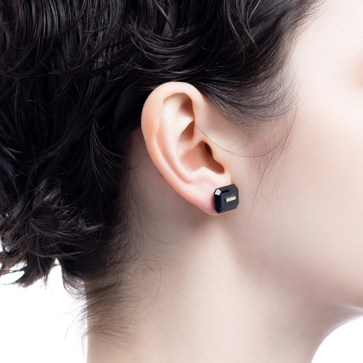 BIRD OF PARADISE Naked Rectangle Stone Stud Earring, Blue Tiger's eye - Image 2