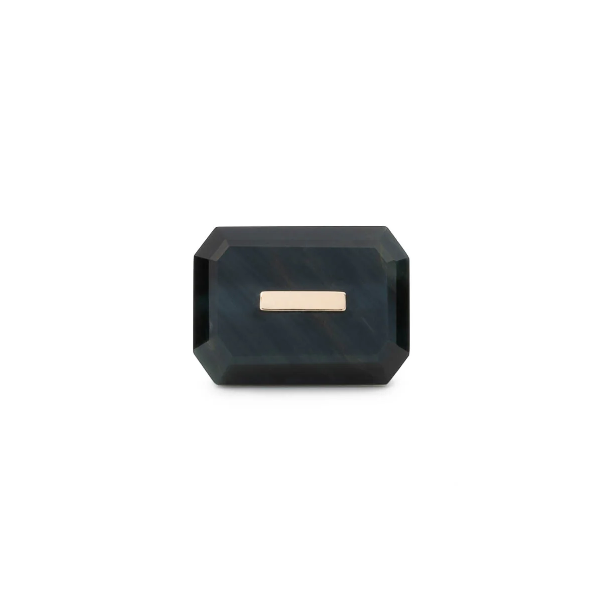 BIRD OF PARADISE Naked Rectangle Stone Stud Earring, Blue Tiger's eye - Image 3