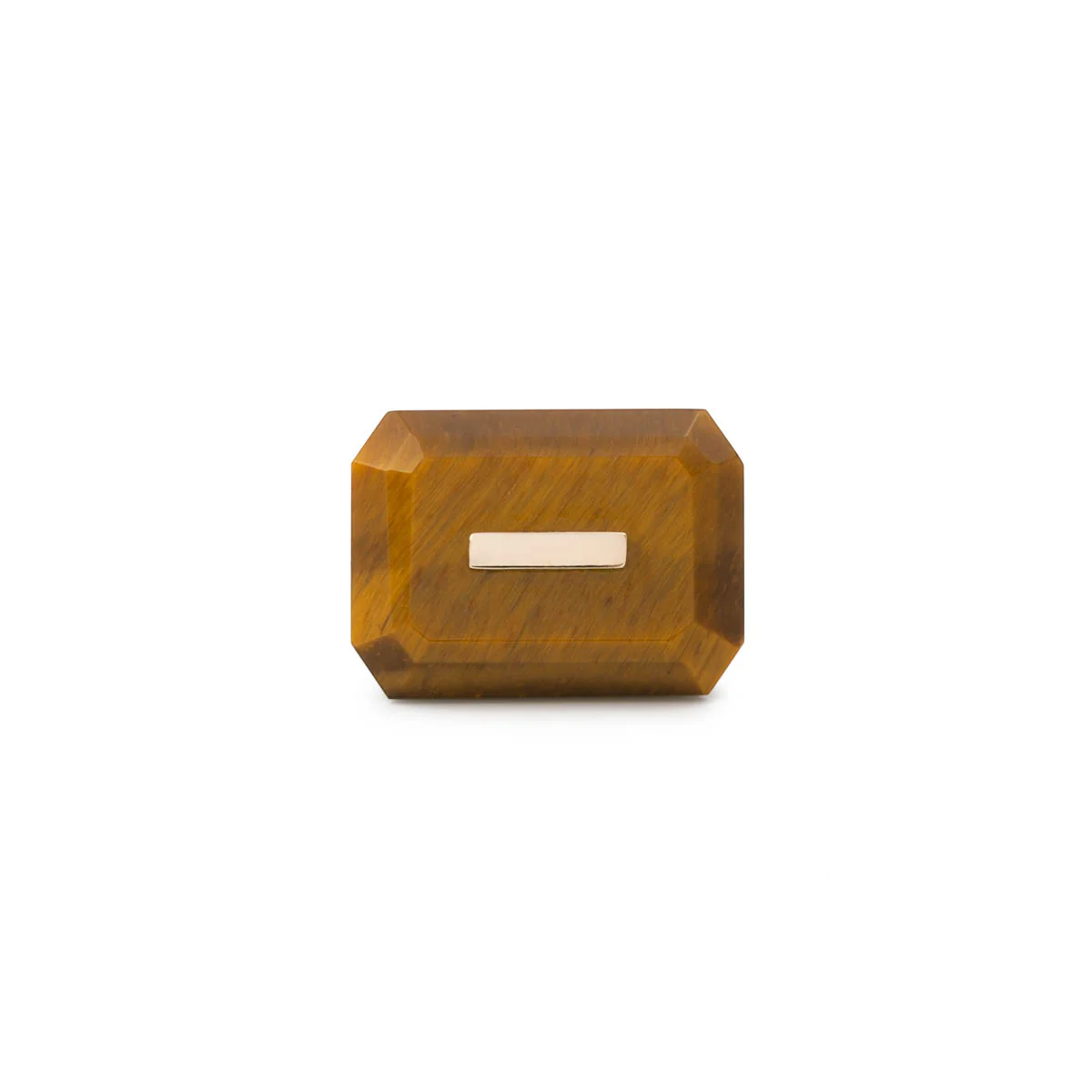 BIRD OF PARADISE Naked Rectangle Stone Stud Earring, Tiger's eye - Image 3