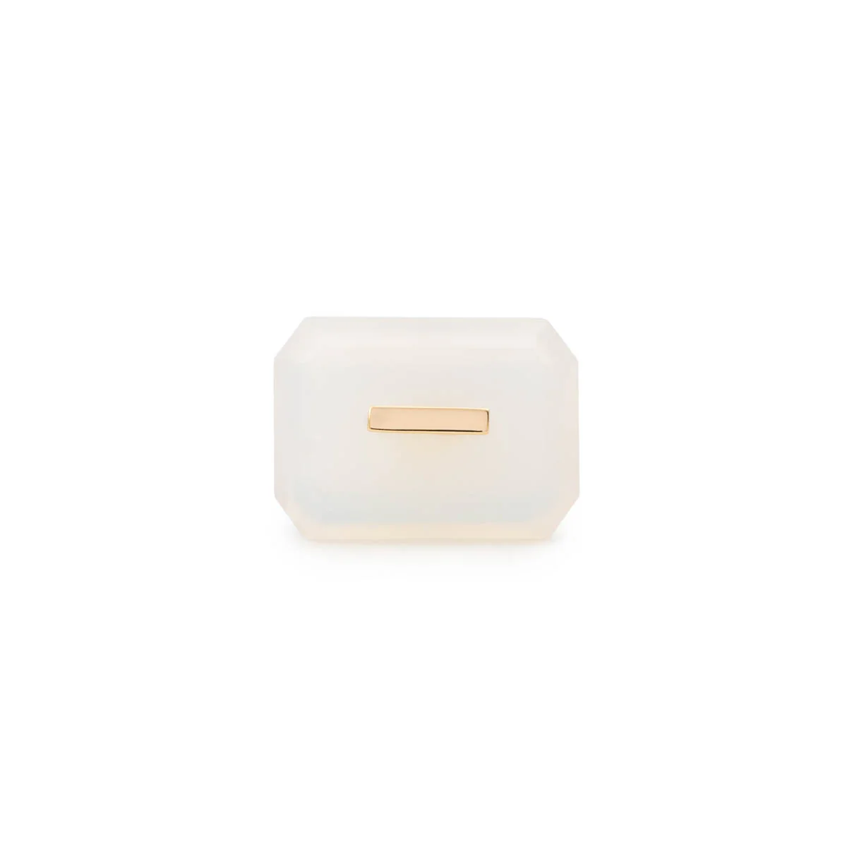 BIRD OF PARADISE Naked Rectangle Stone Stud Earring, White Chalcedony - Image 3