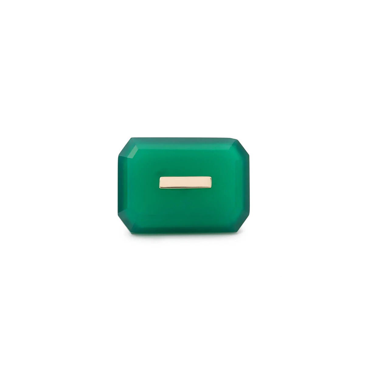 BIRD OF PARADISE Naked Rectangle Stone Stud Earring, Green Agate - Image 3