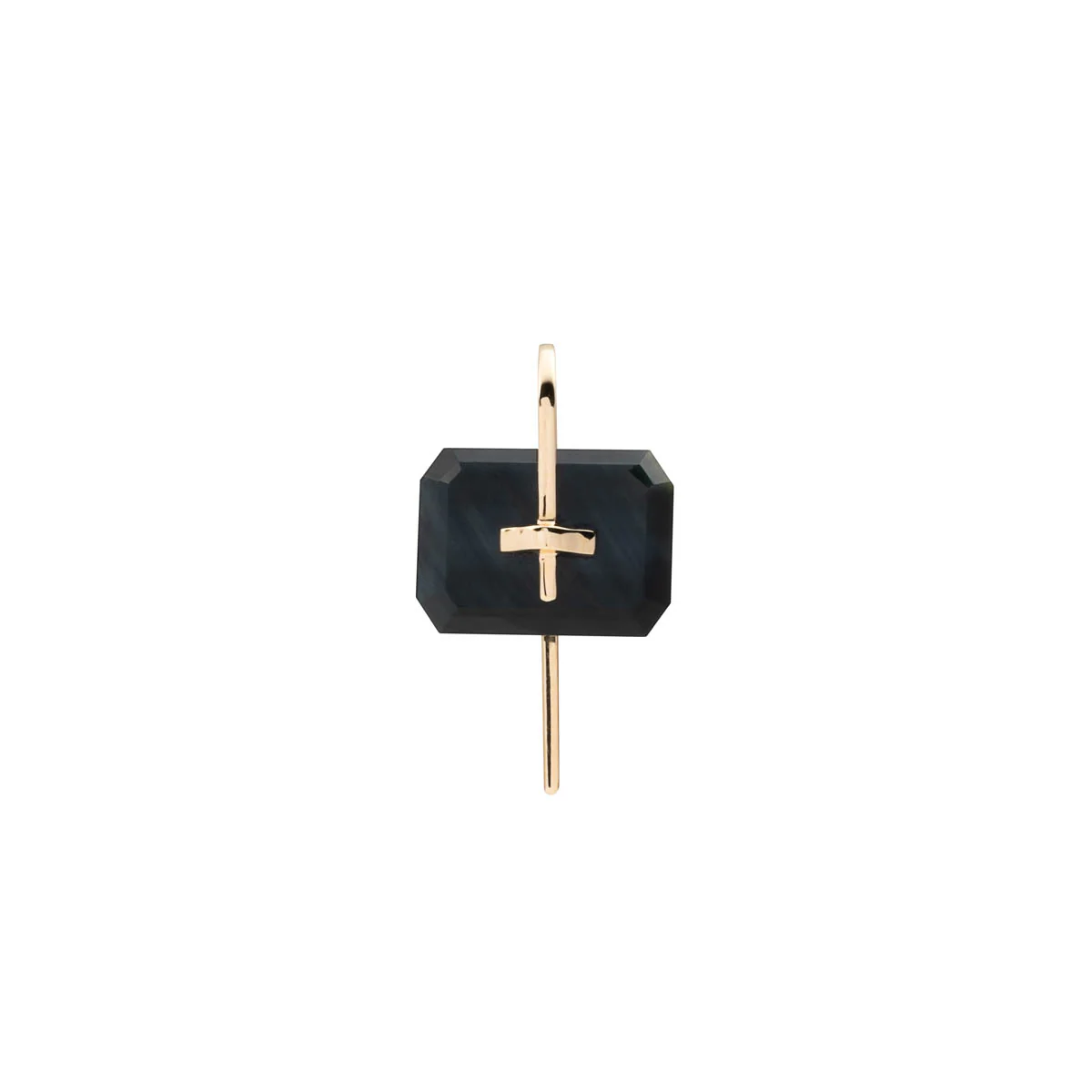 BIRD OF PARADISE Naked Rectangle Stone Hook Earring, Blue Tiger's eye - Image 3
