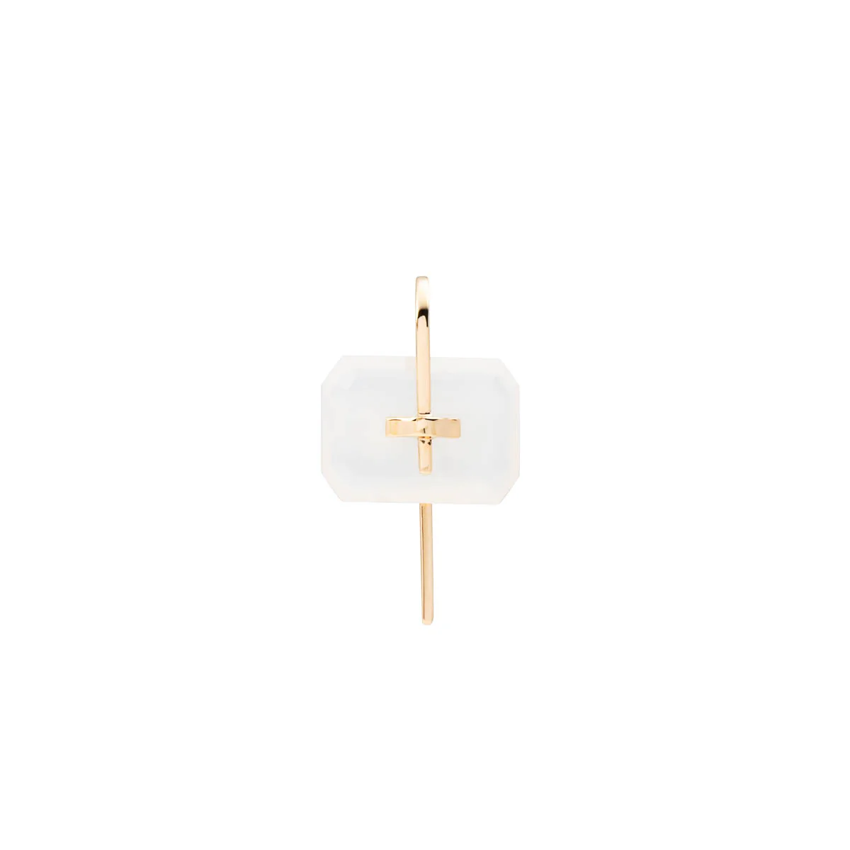 BIRD OF PARADISE Naked Rectangle Stone Hook Earring, White Chalcedony - Image 3