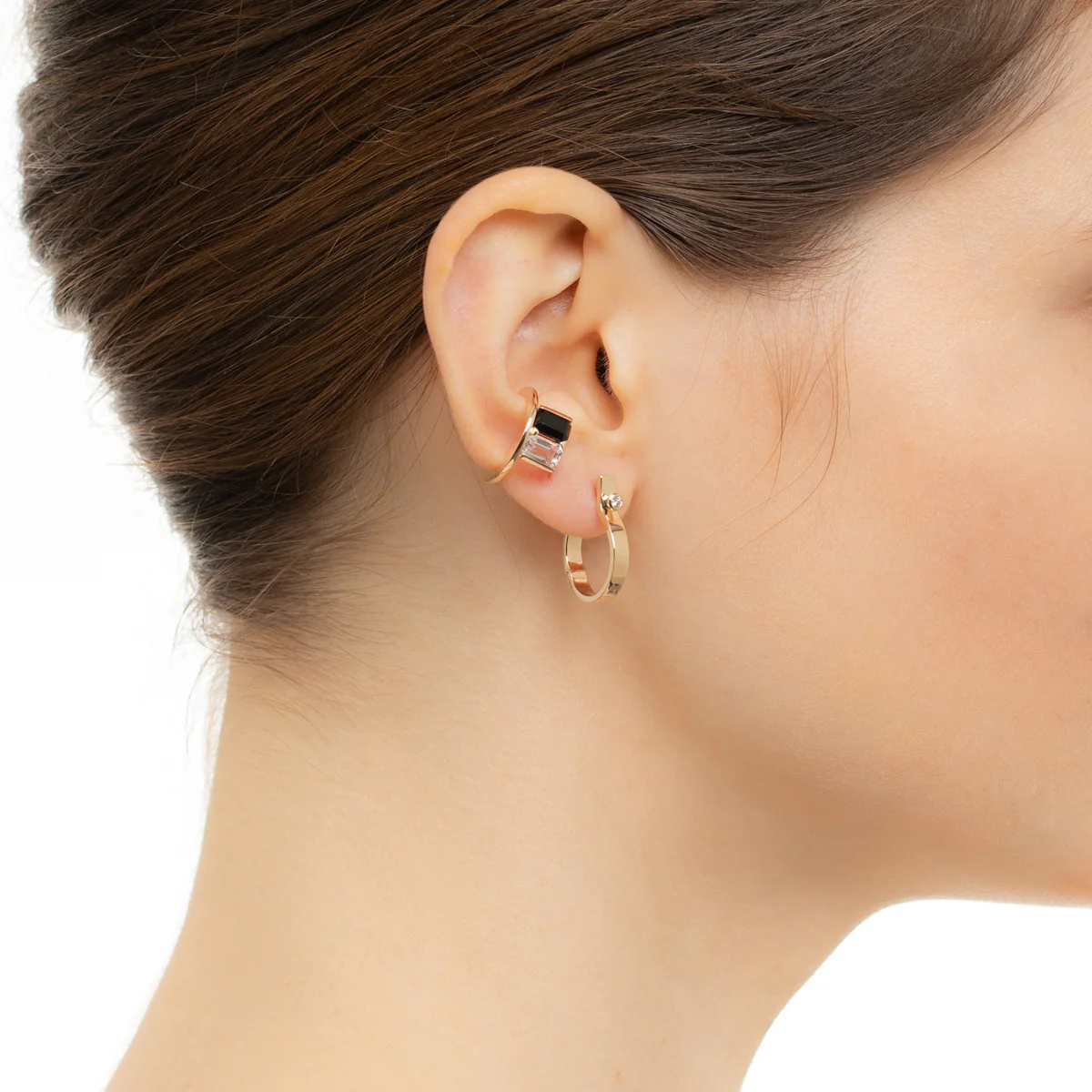 BIRD OF PARADISE Ear Cuff Onyx & White Topaz - Image 5