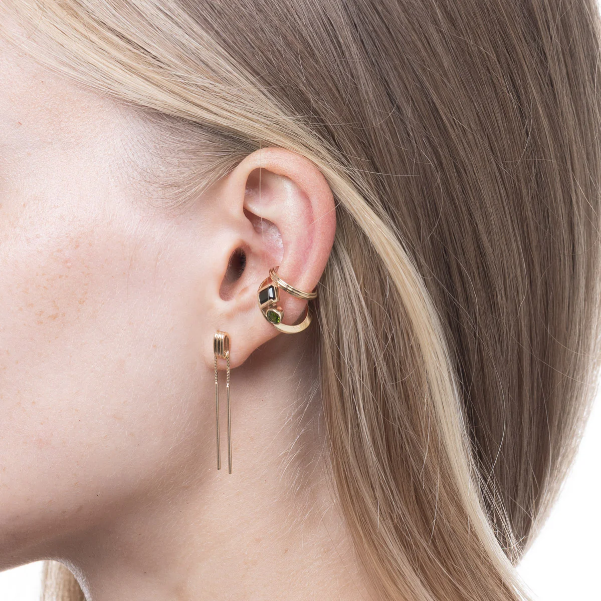 BIRD OF PARADISE Ear Cuff Onyx & Chrome Diopside - Image 5