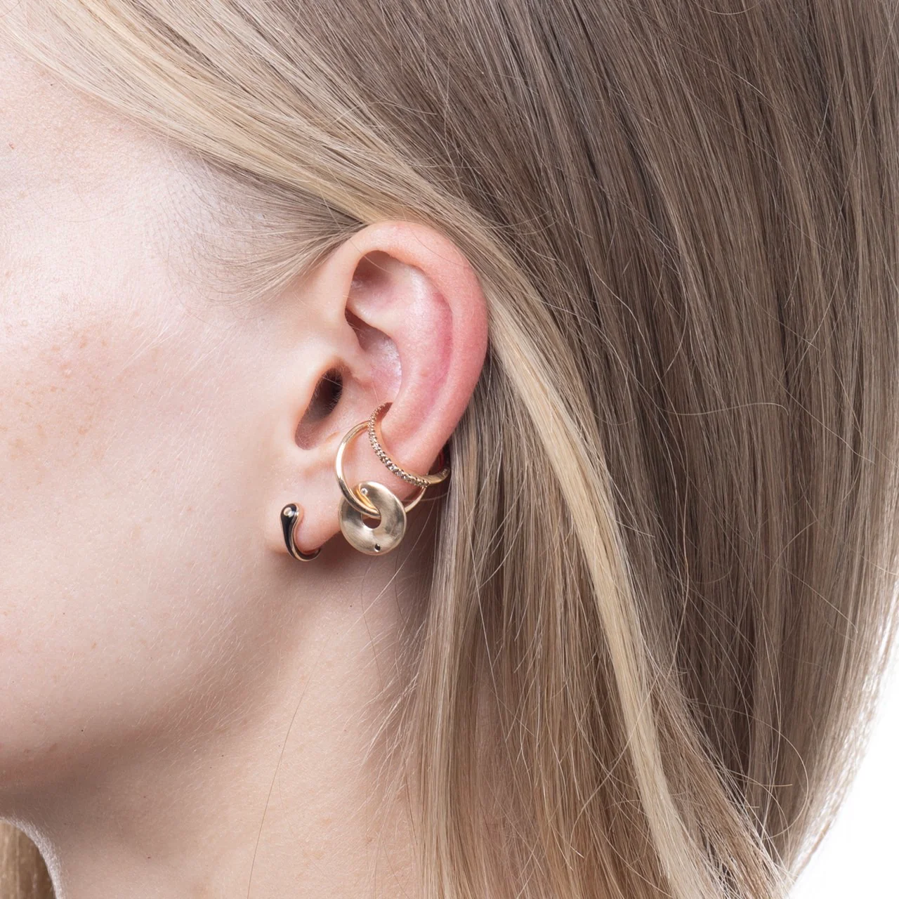 BIRD OF PARADISE Half Hoop Earring in Jet Black - Image 5