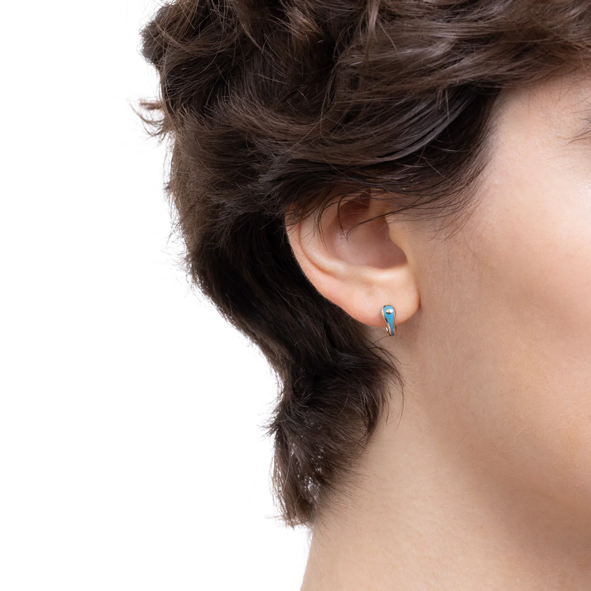 BIRD OF PARADISE Half Hoop Earring in Izmir Blue - Image 2