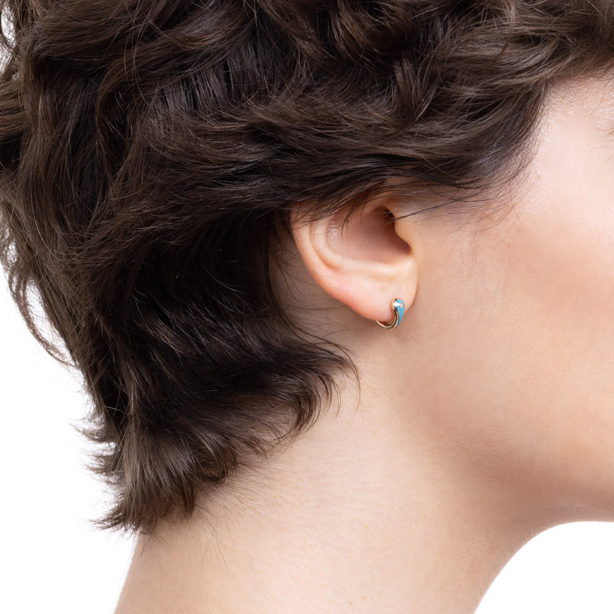 BIRD OF PARADISE Half Hoop Earring in Izmir Blue - Image 4