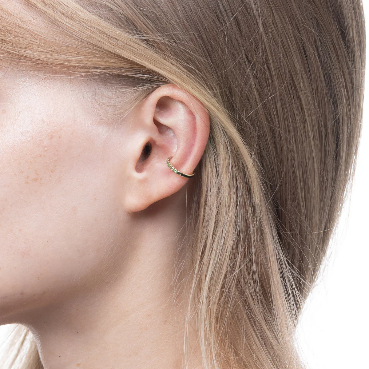 BIRD OF PARADISE Green Garnet Ear Cuff in Jet Black - Image 2