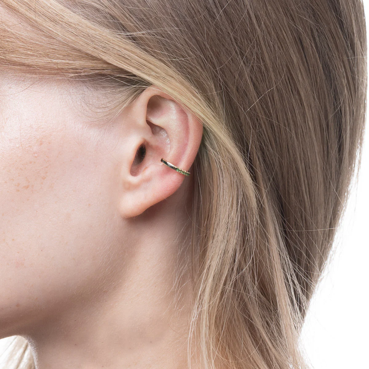 BIRD OF PARADISE Green Garnet Ear Cuff in Jet Black - Image 5