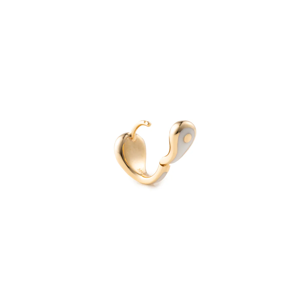 BIRD OF PARADISE Enamel Diamond Hoop Earring in Ivory White - Image 4
