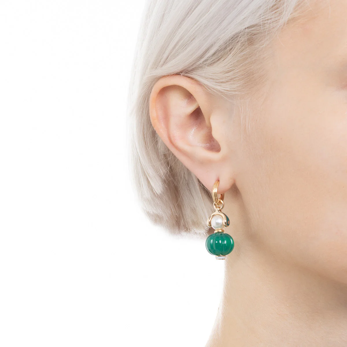 BIRD OF PARADISE Green Agate Charm Earring - Image 4