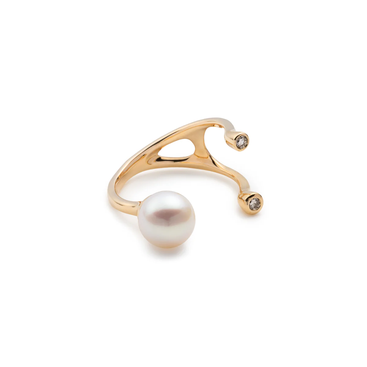【Made-To-Order】 Akoya Pearl Diamond Cuff Ring - Image 2