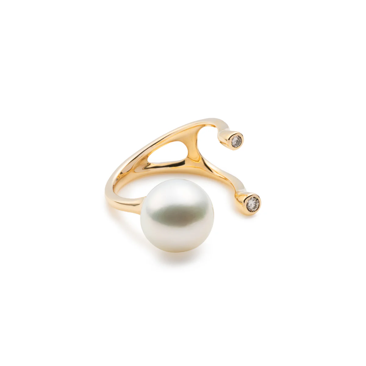 【Made-To-Order】South Sea Pearl Diamond Cuff Ring - Image 2